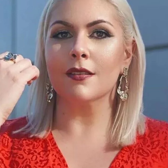 ALEXIS BITTAR Crumpled Gold Dangling Hoop Earrings - Picture 5 of 6